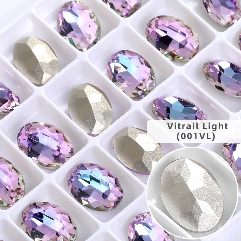 Shining Oval Crystal Strass AB Color K9 Glass Rhinestone for Jewelry Craft Glue on Clothes Decoration Loose Rhinestone Crystals 