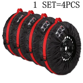 

4Pcs/set Tire Cover Car Spare Tire Cover Case Polyester Auto Wheel Tires Storage Bags Dust-proof Protector Auto Tyre Accessories