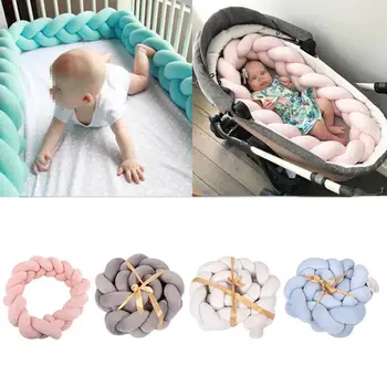 

White/Gray/Blue/Pink Crib Bumper Pillow Bed Safe Braid Pillow Pad Plush PP Cotton Soft Bedding Baby Bumper Pillow Comfortable