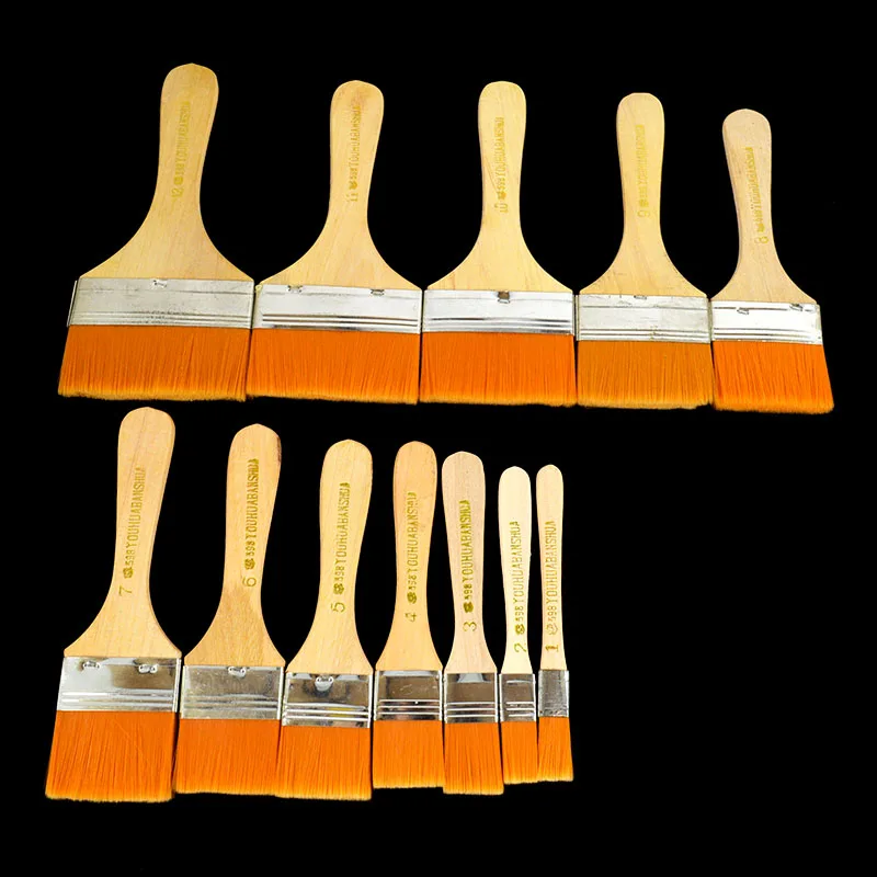 1 Uds pinceles de acuarela con mango de madera para pintura al óleo de acrílico suministros de arte escolar pincel de nailon para pintar diferentes tamaños
