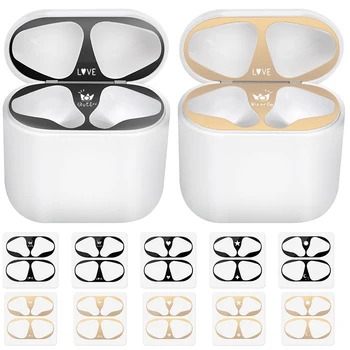 

For Apple AirPods 2 Metal Dust Guard Protection Sticker Earphone Protector Cover For Airpods 2 Cute Pattern Dustproof Sticker
