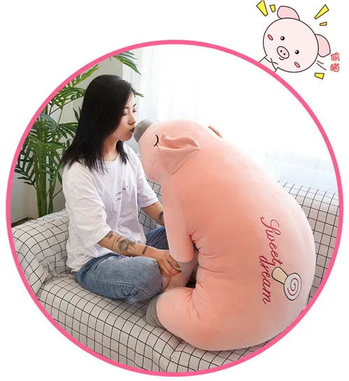 Fancytrader 47'' Kawaii Giant Plush Piggy Pillow Cute Stuffed Fat Pig Toy Doll Sleeping Pillow for Kids Girls Gift 120cm (9)