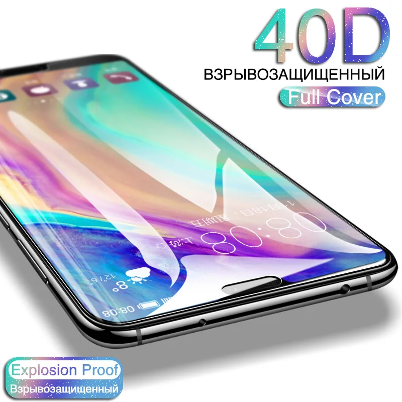 40D Защитное стекло для Huawei P20 P30 Lite PRO закаленное Honor 9 10 Защитная пленка экрана |