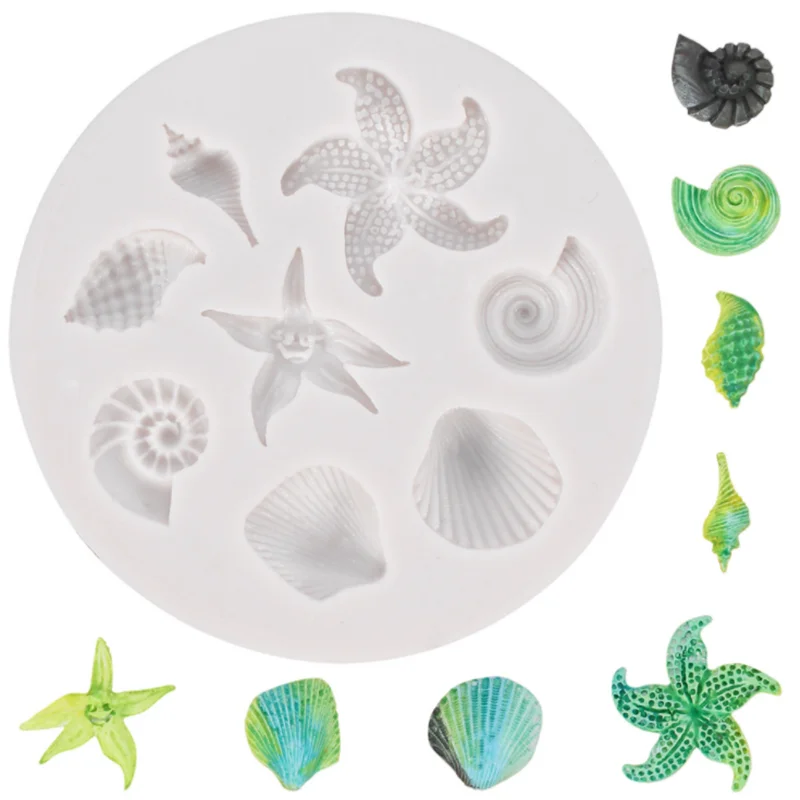 

DIY Marine Life Silicone Cake Molds Lovely Shell Starfish Conch Fondant Creative Candy Chocolate Moulds Decorating Tools