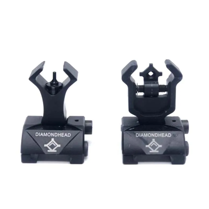 

Tactical AR15 Folding Flip Up Front Rear Sight Iron Sight Set Dual Diamond Shape BUIS Fit Most Rails Hunting Accessories
