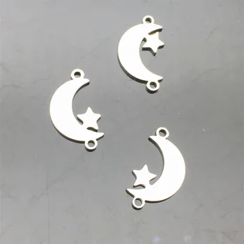 

Half Moon Stainless Steel Connectors 10pcs Bright Silver Moon&Star Charm Necklace Connector Diy Bracelet Jewelry Make Finding