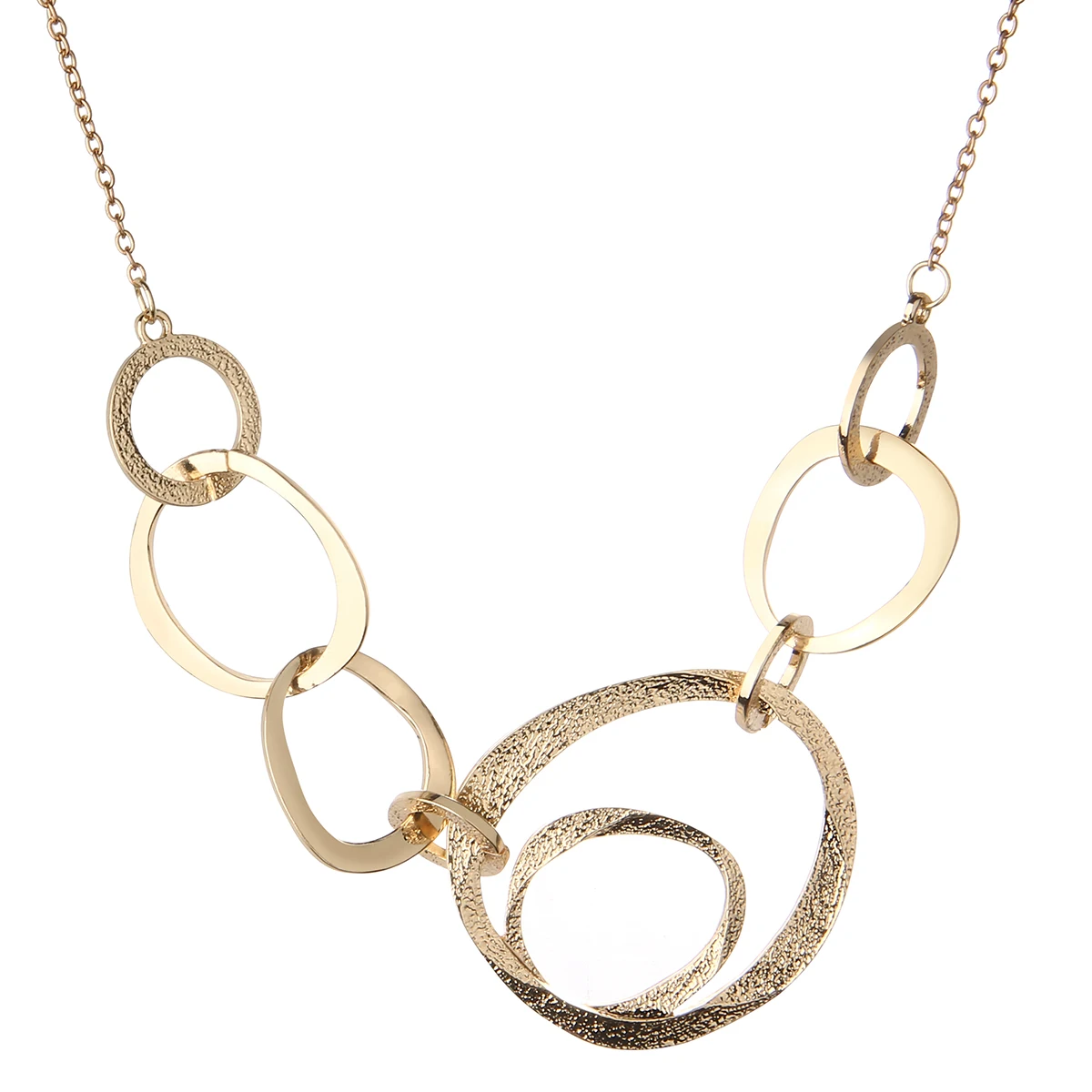 Fashion Charms Women Metal Large Round Circle Statement Pendant Necklace Geometric Exaggerated Gold Punk Necklace Party Jewelry