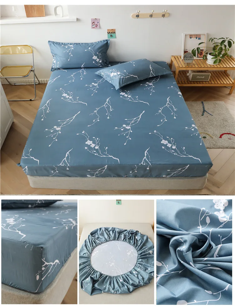 Description Picture 2 of item1pcs 100%Polyester Printed Fitted Sheet Mattress Cover Four Corners With Elastic Band Bed Sheet