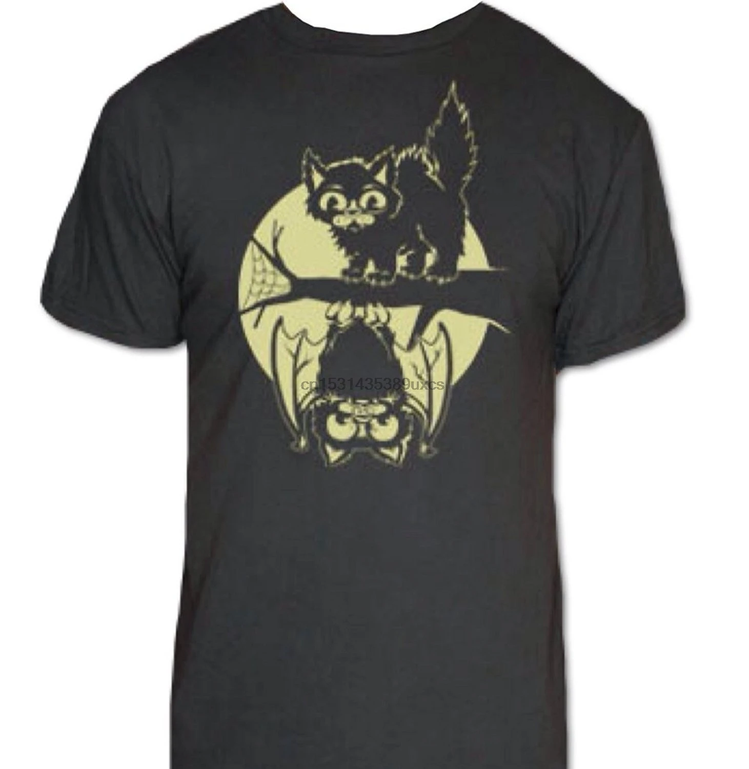 Cat &amp Bat Halloween Mens T-Shirt - Funny Shirt | Мужская одежда