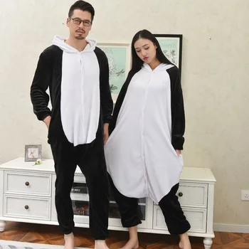 

Couples Animal Panda Dinosaur Pajamas Onesies Fleece Sleep Lounge Sleepwear Cute Lemur Cartoon Pyjama Set 2020 Winter