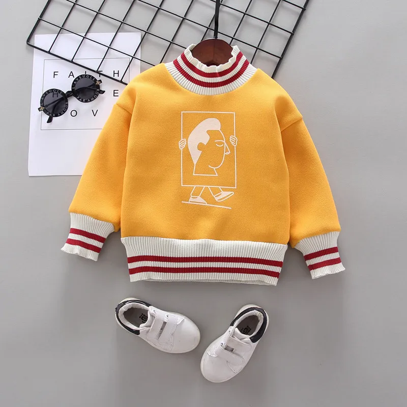 

WINTER Autumn 1-5 Years THICKEN Children Long Sleeve Cartoon WARM Patchwork Kids Basic Sweatshirt Baby Boy hoodies outwear