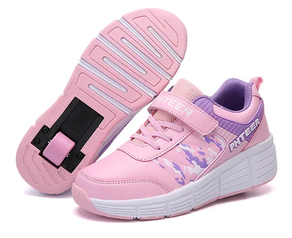 One Wheels Pink Европейские размеры 31-42; детская обувь на роликовых коньках; Детские кроссовки с одним/двумя каблуками; обувь на колесах для мальчиков и девочек; Повседневная обувь для взрослых мальчиков - Цвет: One Wheels Pink