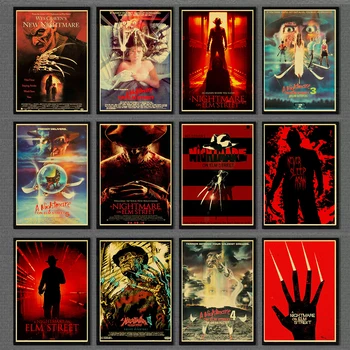 

Vintage Poster Horror Movie Nightmare On Elm Street Retro Poster Kraft Paper For Home Bar Wall Decor Painting