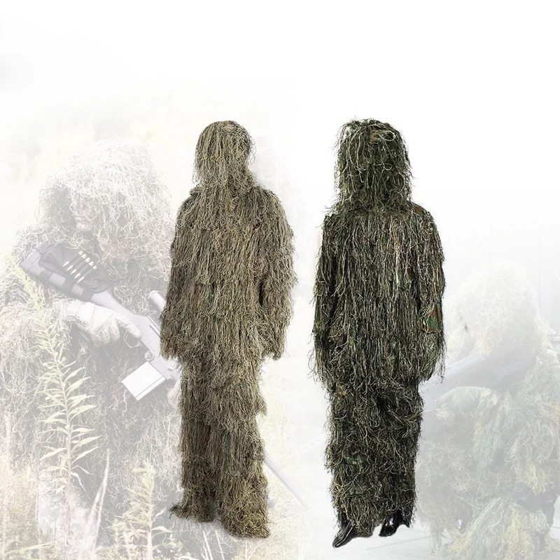 

3D Bionic Leaf Adults Ghillie Suit Woodland Uniform Cs Camo/Camouflage Hunting Deer Stalking in Suits Set Sniper Jungle Cloth