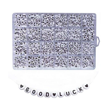 

1200 Pcs Alphabet Beads Necklaces With Hole Key Chains Bracelets Craft Round Jewelry Making Letter String DIY Handmade