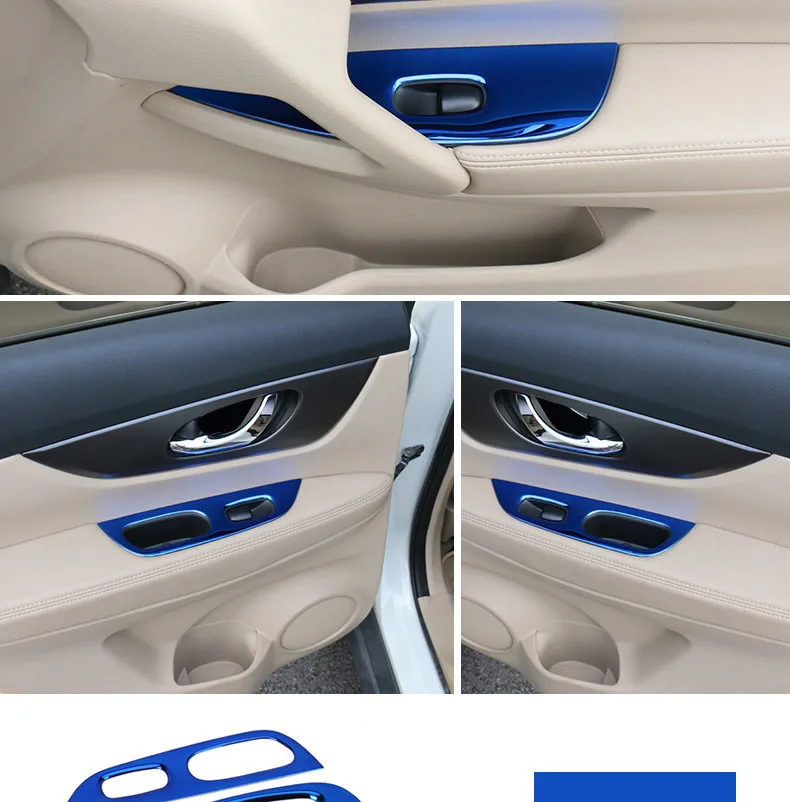 4 шт. ABS Хромированная внутренняя дверная ручка подлокотник Крышка для Nissan X-trail Автомобильная наклейка отделка автомобиля Стайлинг Аксессуары