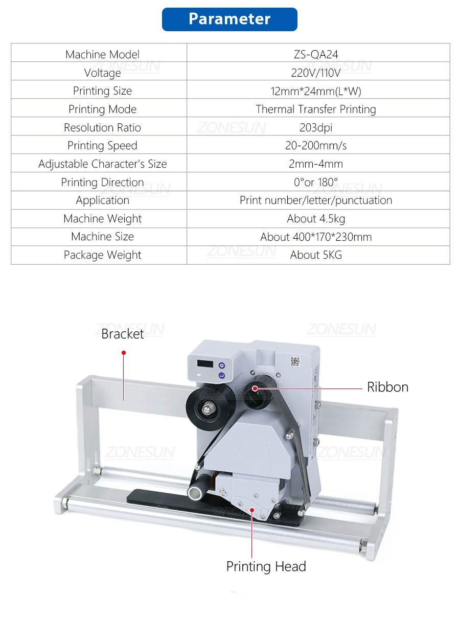 ZONESUN ZS-DC24A Automatic Intelligent Date Coder Printing Machine