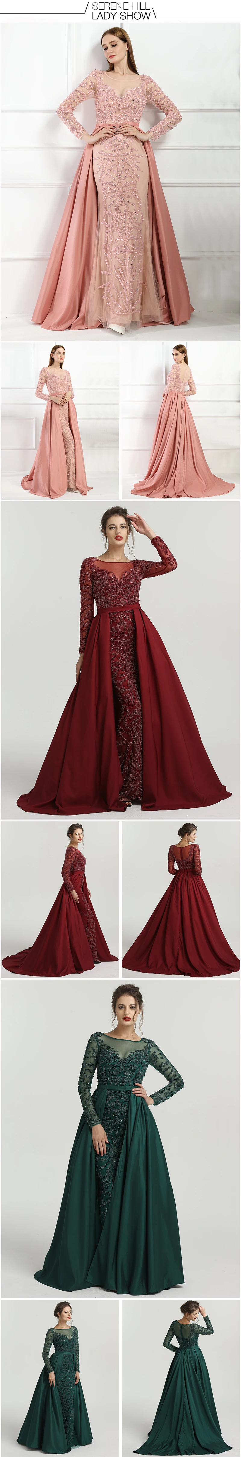 Сексуальное розовое платье для выпускного вечера с длинным рукавом, украшенное кристаллами, длинное мусульманское платье для выпускного вечера, вечерние платья DLA6172