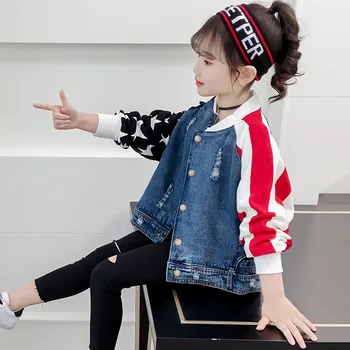 

4-12 Years Old Kids Wear Medium Long Winter Coat Girls Boys Denim Jacket Children Boy Girl Autumn Winter Jeans Jackets Coats