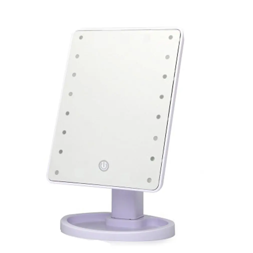 Квадратное изгибаемое светодиодное зеркало для макияжа с 22 светом, дополнение сенсорного переключателя, туалетное зеркало 360 градусов, зеркало вращающееся