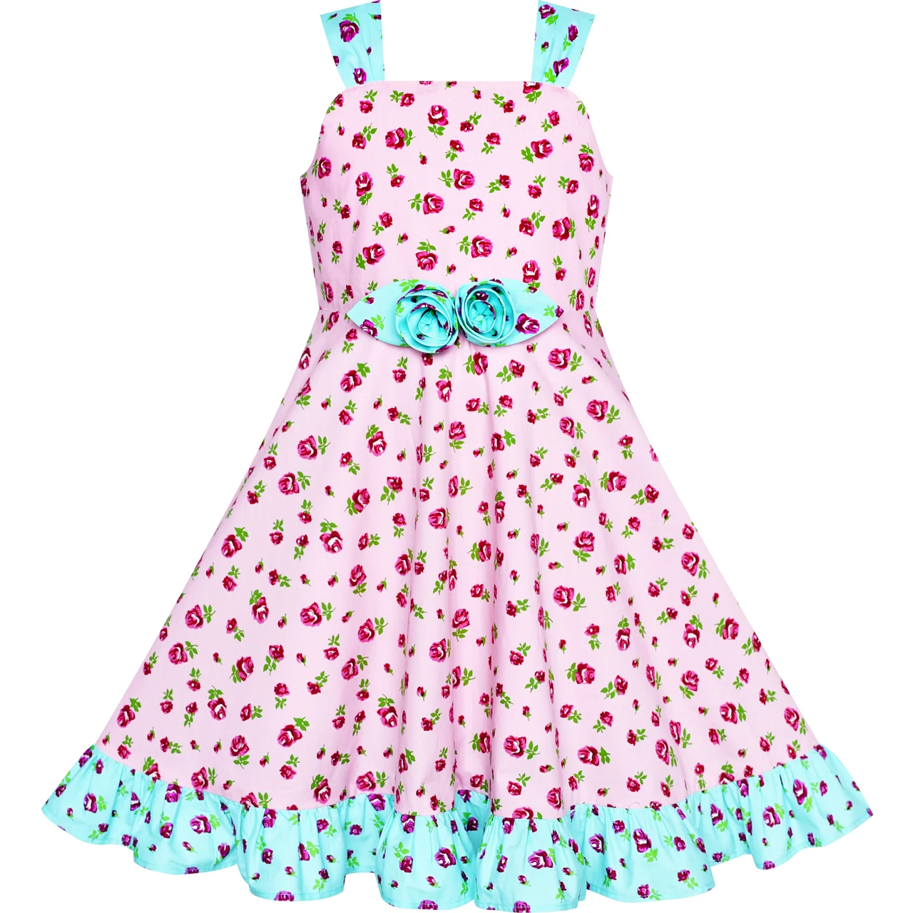 Little Girl Cotton Dress Pleated Casual and Formal Summer Striped Bow Tie Frocks