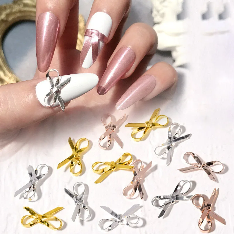 20pcs Metal 3D Nail Art Bow-knot Designs Handmade Bow Ornaments For Manicure Jewerly Silk Rosette Decoration Accessory | Красота и