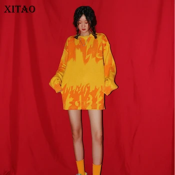 

XITAO Vintage Print Sweater Fashion New Women Full Sleeve Small Fresh 2020 Spring Goddess Fan Loose Minority Sweater DMY3047
