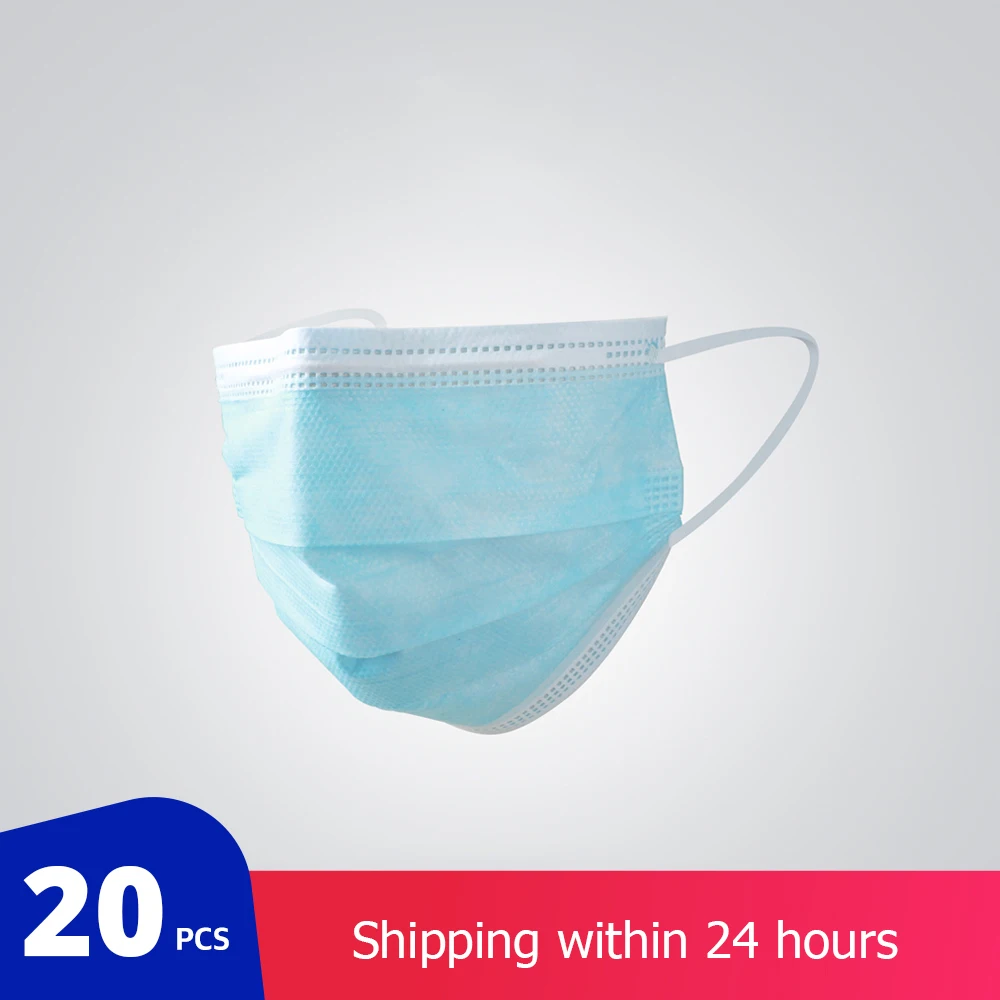 

20 pcs/Bag 3 Layer Mask Non-woven Fack Mask Disposable Mouth Masks Fast Ship Dropshipping