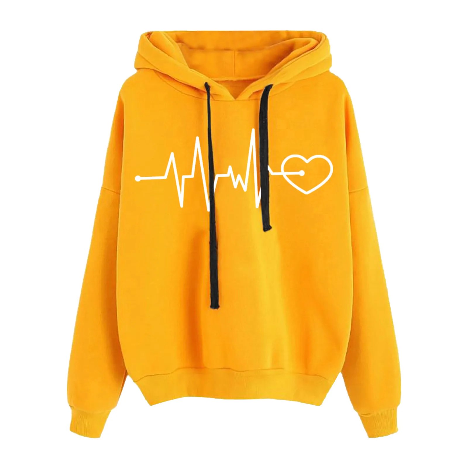 Hoodies Woman 2021 Autumn Winter Sweatshirts Love Print Tops Long Sleeve Loose Hooded Clothes With Pocket Ladies Pullover 1