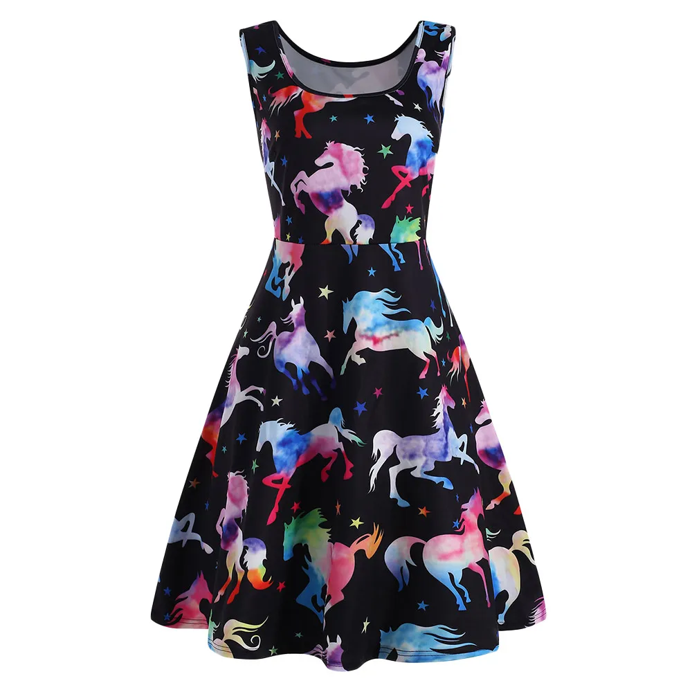 

Rosegal 5XL Large Size Women Ombre Horse Print Dress Summer Cute Big Size A-Line Tank Dress Evening Party Sexy Dress Top Female