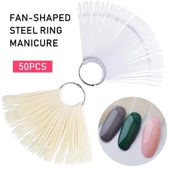 

Wholesale 1 Set Nail Tips Clear Full Fan Finger Card Nail Art Practice Tool Portable Fake Nails UV Gel Manicure Fake Nail Tips