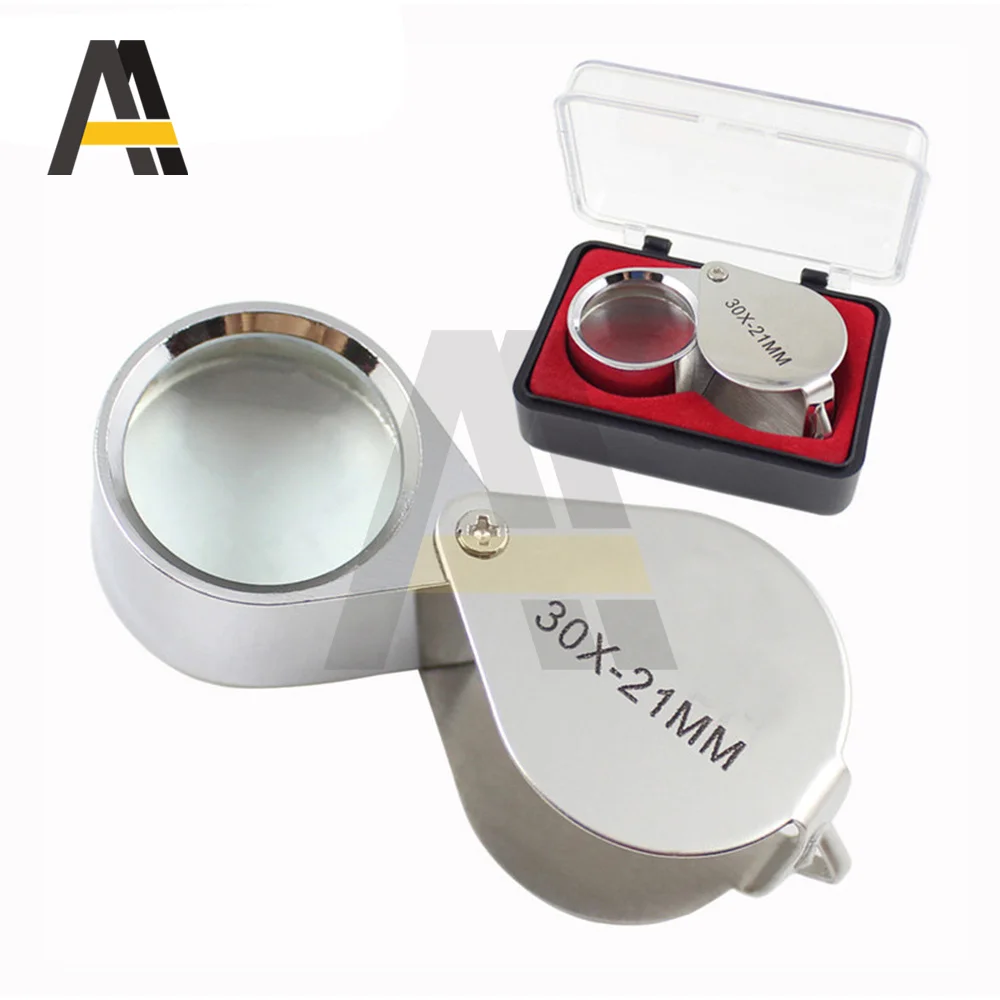 Portable Folding Jewllery Loupe 30X 20X 10X Magnifying Glass Pocket Size Jewllery Magnifier Glasses 30X Magnification Metal 4