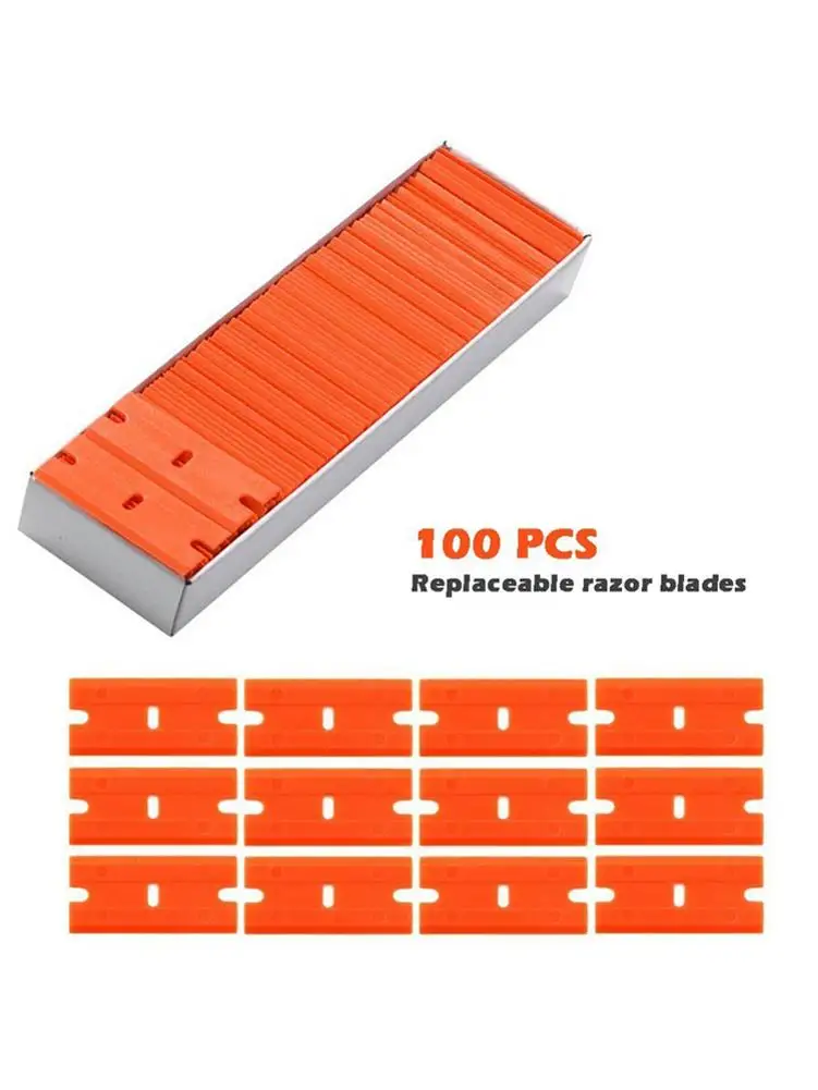 

100pcs Plastic Scraper Blade Lable Clean Razor Glue Remover Window Sticker Squeegee Glass Cleaning Tool