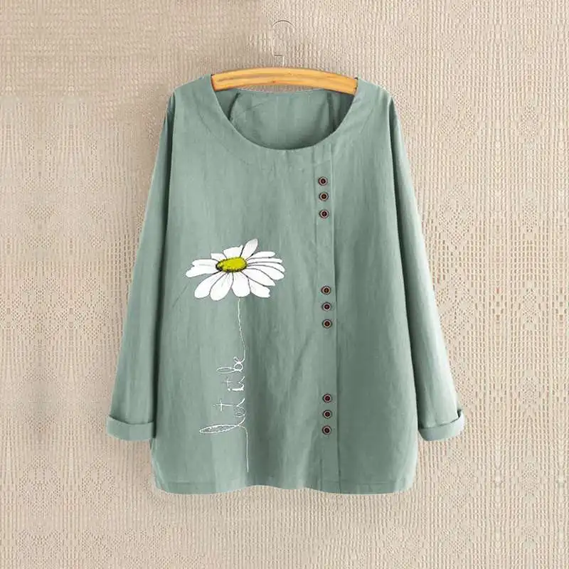  Women's Printed Blouse 2019 Autumn Fashion Daisy Blouse Casual Long Sleeve Shirts Female Blusas Ove