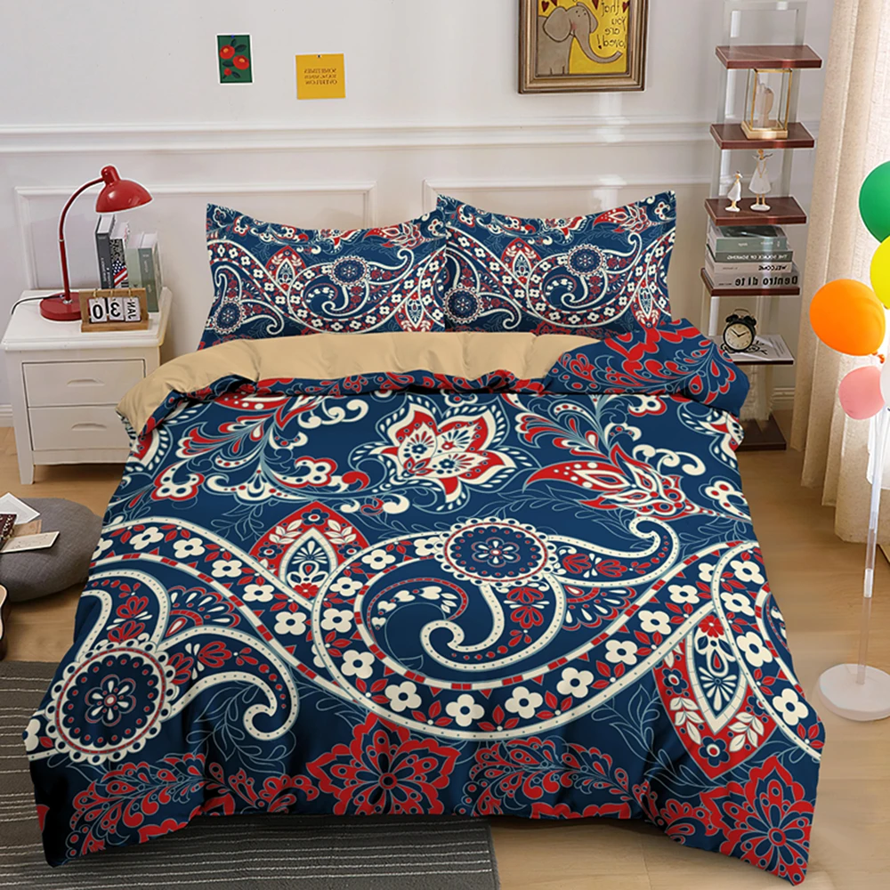 conjunto de cama estilo boho com com edredon capa de edredom