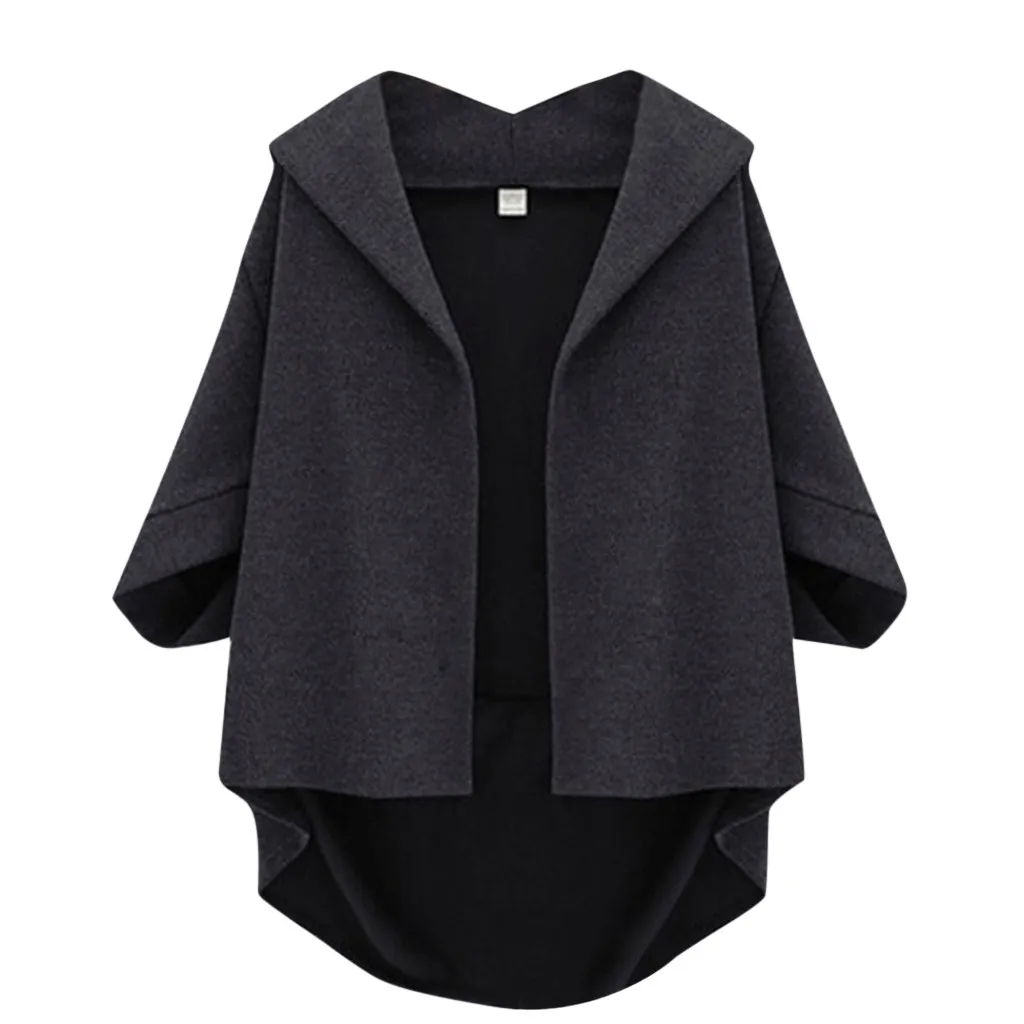 Пальто в Корейском стиле, Повседневная однотонная верхняя одежда с рукавом «три четверти», Женское шерстяное пальто, Женское пальто большого размера, Осень-зима