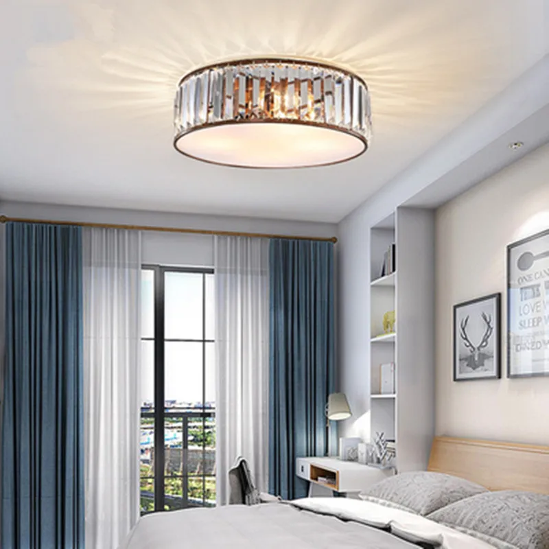 New Crystal Modern LED Ceiling Lights For Living Room Bedroom Home Lighting Fixtures Remote Dimming Stainless Steel Ceiling Lamp