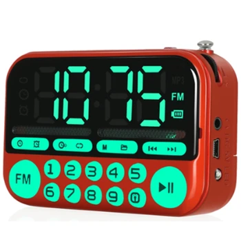 

Portable Mini FM Radio Stereo Speakers Music Player Backlight Button Clock