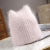 New Winter Warm lovely  Knitted Hats for Women Casual Soft Warm Angola Rabbit Fur Beanie hats for glris lady Bonnet Gorros 1