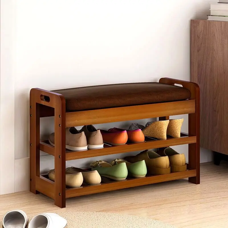 

Solid Wood Footstool Shoe Cabinet Minimalist Modern Footstool Creative Sofa Stool Multi-functional Low Stool Box Storage Stool