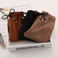 Замшевые обтягивающие штаны для девочек, осень, новые стильные детские штаны, штаны-гусеницы