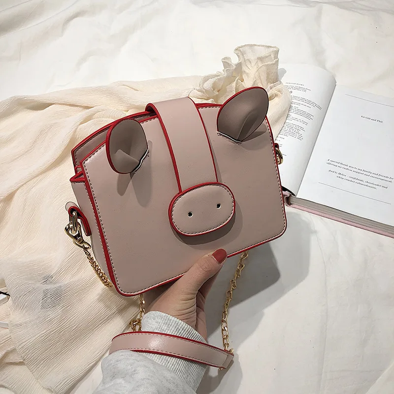 

2019 Stereo Square Sling Bag Cute Cartoon Handbag Pig Year Good Luck Shoulder WOMEN'S Bag