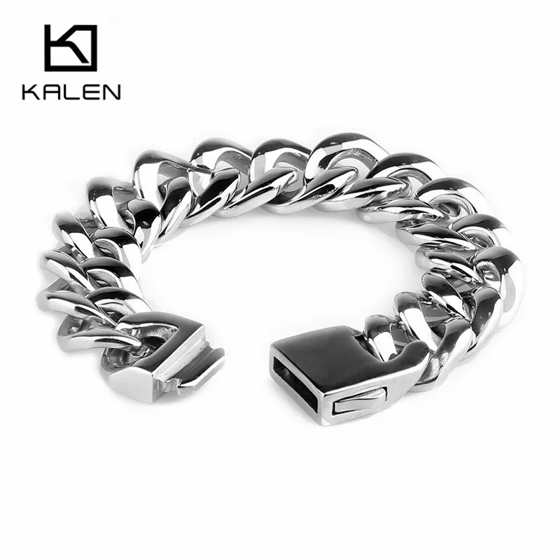 Мужской браслет-цепочка серебряного цвета 22 см из нержавеющей стали Тяжелый Браслет аксессуар хип-хоп вечерние ювелирные изделия в стиле рок