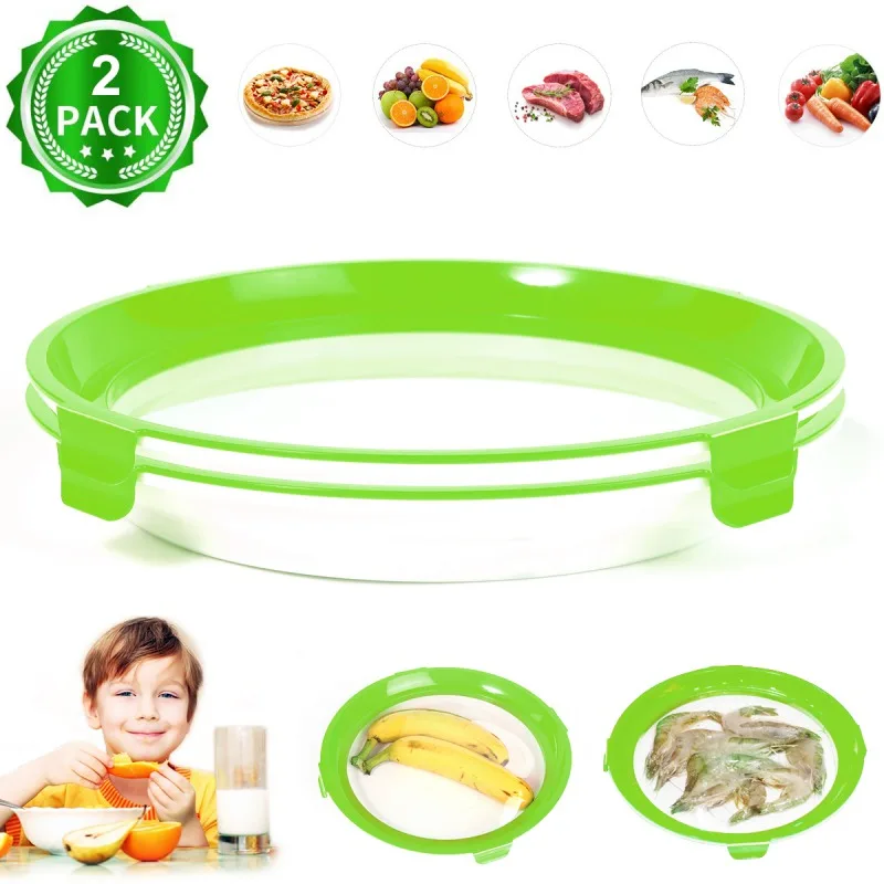 

Food Preservation Tray Vacuum Silicone Seal Stackable Reusable Food Storage Container With Elastic Lid For Kitchen Refrigerator