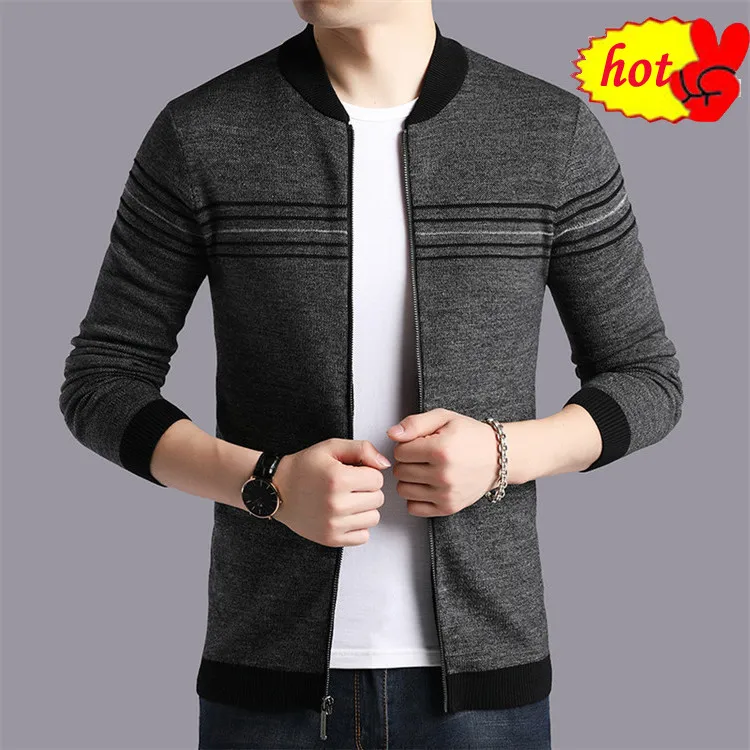 Men Sweater Coat Casual Striped Cashmere Wool Cardigan Men New Arrival Autumn Winter Warm Zipper Coats Men Sweater Coat Casual Striped Cashmere Wool Cardigan Men New Arrival Autumn Winter Warm Zipper Coats