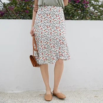 

Ailegogo New Spring Women Chiffon Floral Print Midi Skirt Casual Holiday Female Asymmetrical Skirts Summer Streetwear Skirts