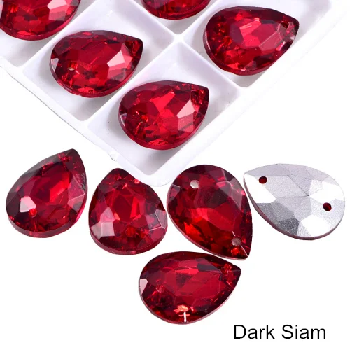 Dark Siam 24 шт. 13x18 мм каплевидные стразы, стеклянные пришитые стразы, высокое качество, хрустальные стразы для шитья одежды B3671 - Цвет: Dark Siam