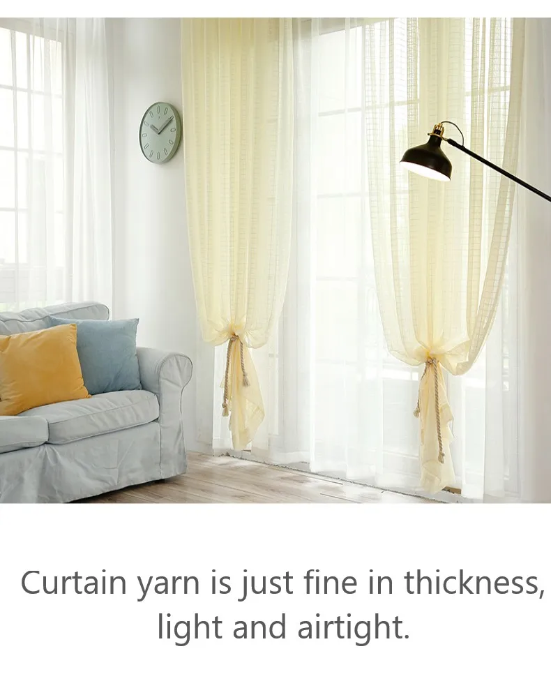 Simple lattice curtain gauze European style curtain window screen bedroom curtain gauze balcony living room bay window curtains