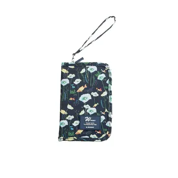 

300D Oxford Fabric Short Travel Passport Holder Cute Animal Prints Waterproof Zipper Passport Cover with Wrist Strap