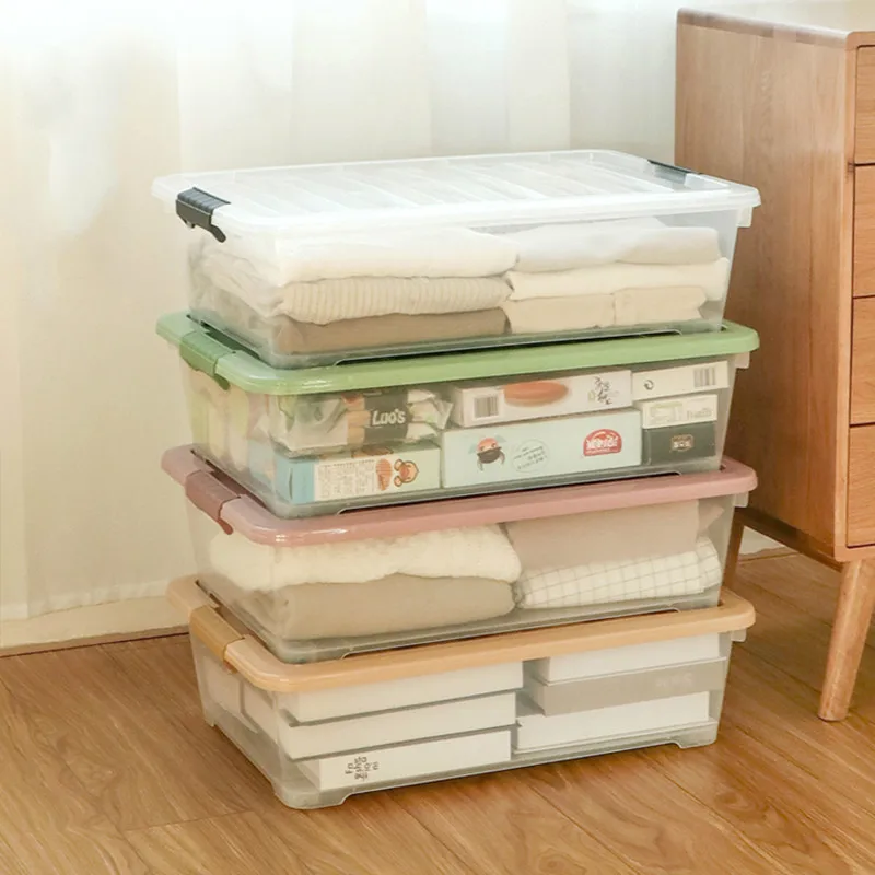 Ящик для хранения на дне кровати плоский пластиковый очень большой прозрачный